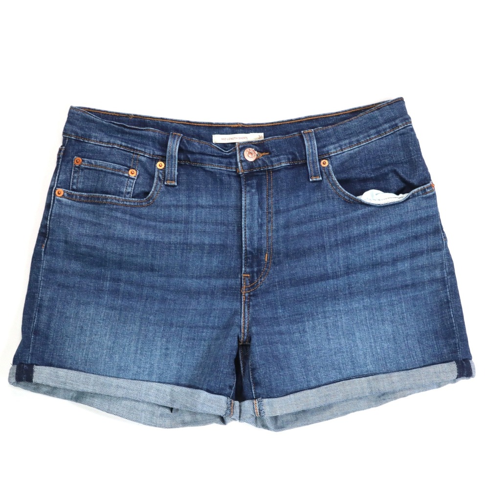 Levi's Mid Length Denim Shorts Womens 31 Blue Cuffed Casual Summer Jean Shorts